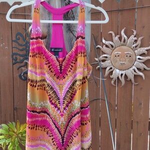 INC International Concepts Pink and Orange Printed Racerback Tank Top